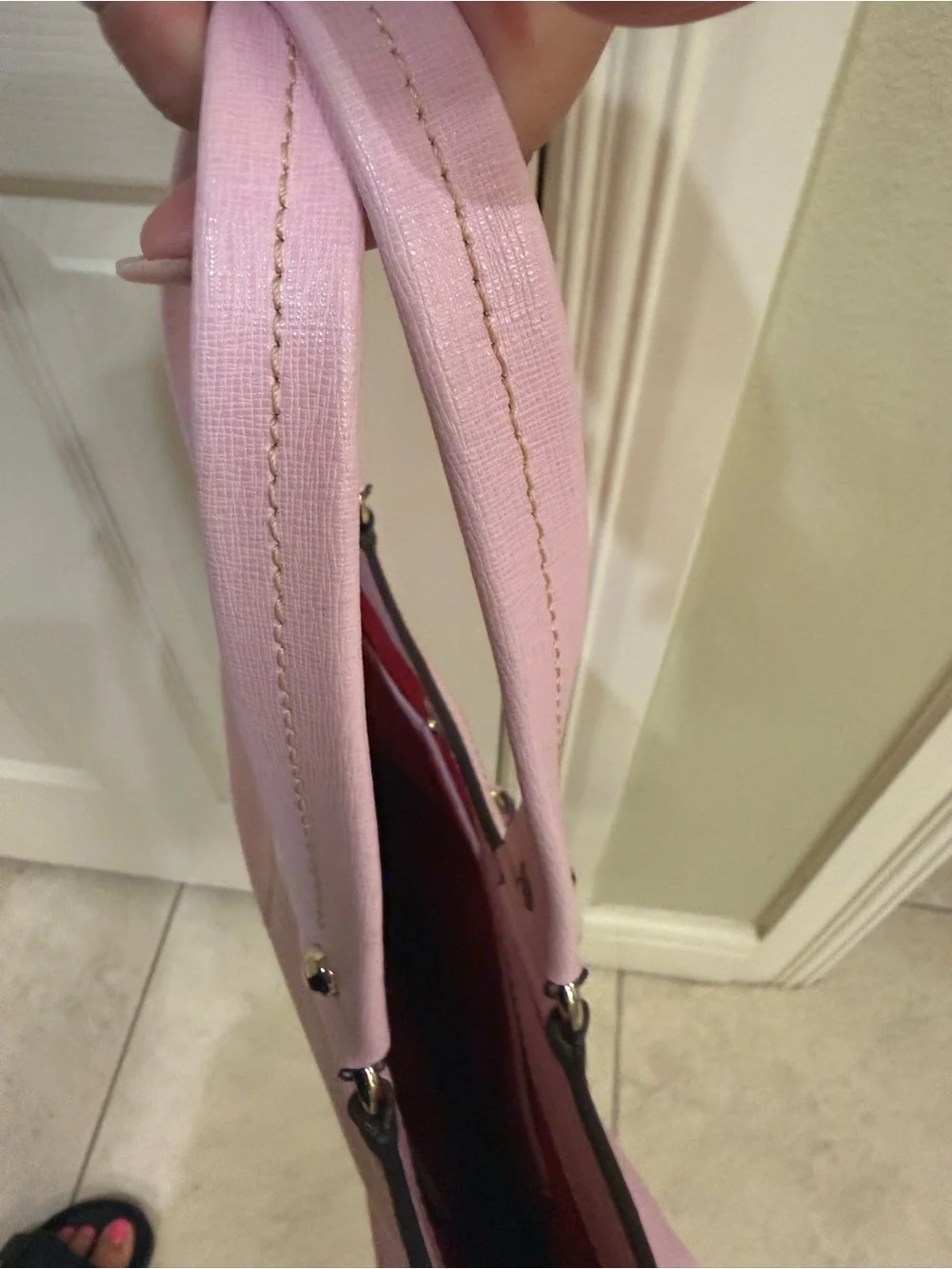 Dooney & Bourke Sara Pink Saffiano Shoulder Tote with Gold Hardware - Picture 9 of 12